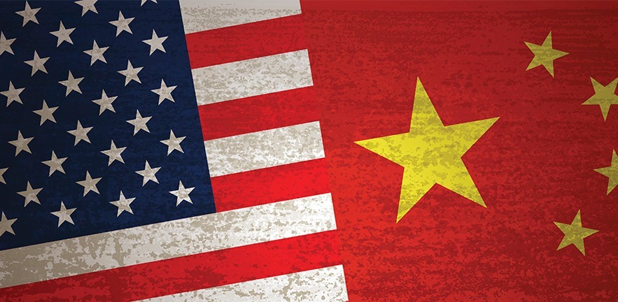 USA and Chinese flags