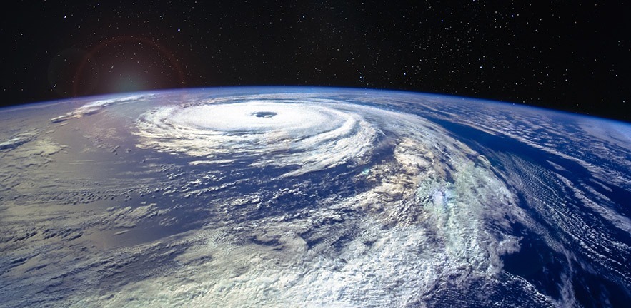 Satellite picture of a hurricane.