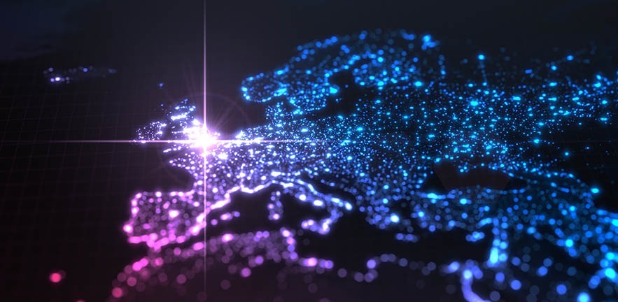 Abstract image of the UK lit up.
