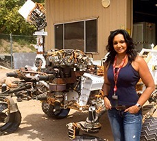 Melony in front of the Mars Rover.