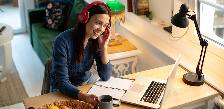 Education from home on a laptop. The future of education?