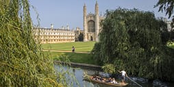 Punting past King's College on the river Cam.