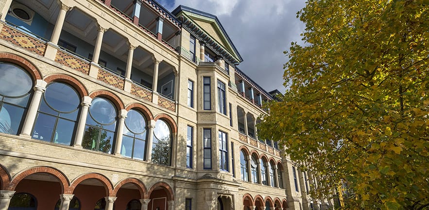 The facade of the School.