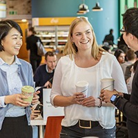 CJBS PhD students grabbing some coffee in the cafe