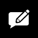 Icon: A pencil writing inside a speechbubble.