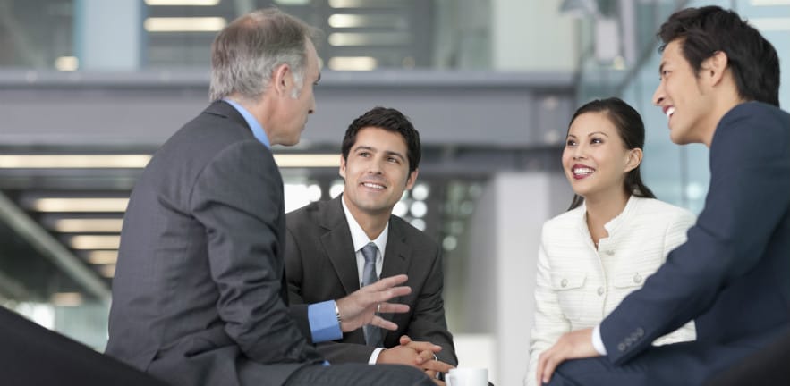 Group of researchers involved in a positive discussion.