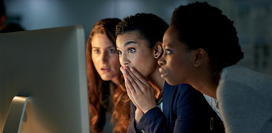 Shocked workers as they realise things backfired.