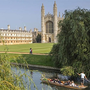 View of the the river cam with Kings College in the distance.