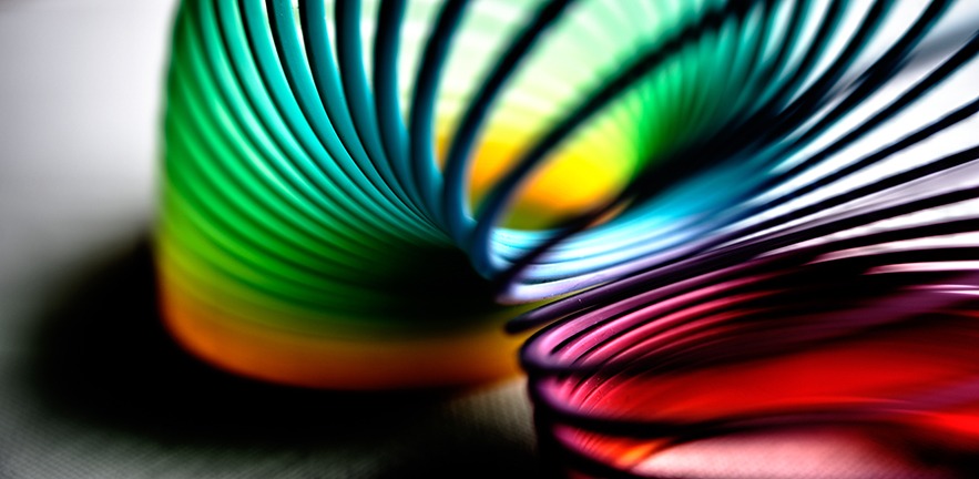 Rainbow slinky toy.