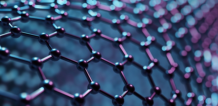 Structure of hexagonal nano material. Nanotechnology concept. Abstract background. 3D rendered illustration.