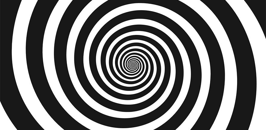 Black and white hypnotic spiral.