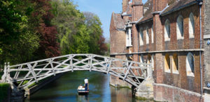 Mathematical Bridge over River Cam in Cambridge.