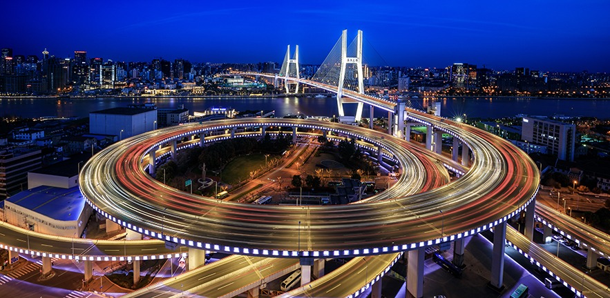 Night city skyline in Shanghai.