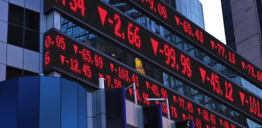 A view of a down stock market ticker.