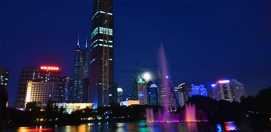 Skyline of Shenzhen at night.