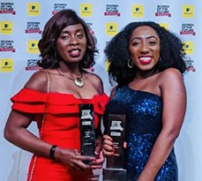 Bola Grace and Toni Thorne at the Women of the Future Awards ceremony.