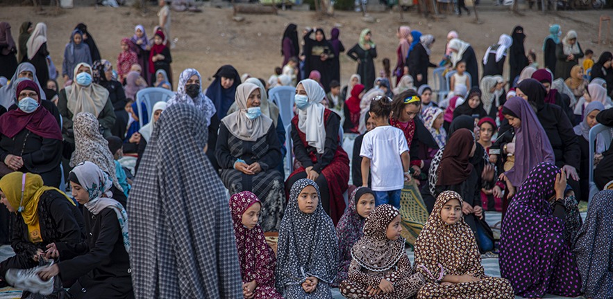 The Eid al-Adha morning prayer in Gaza City, 20 July 2021.