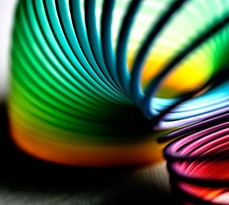 Rainbow slinky toy.