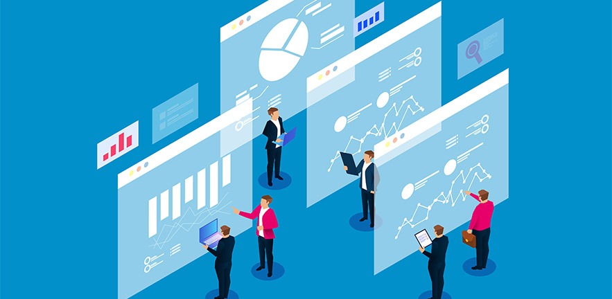 Illustration showing digital data analysis and planning.