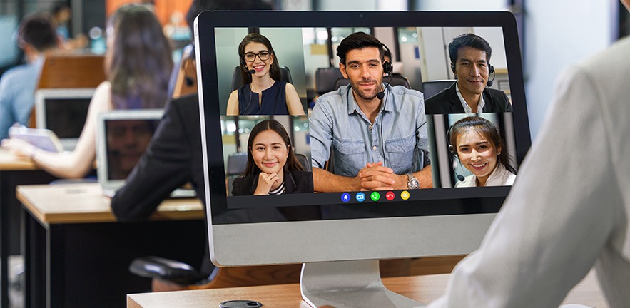 Business people having a video conference.