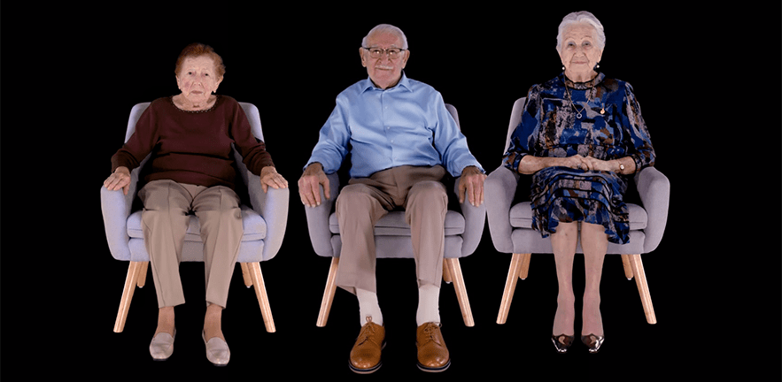 Three of the six holocaust survivors whose testimonies were recorded by the Sydney Jewish Museum as part of their Dimensions in Testimony project.