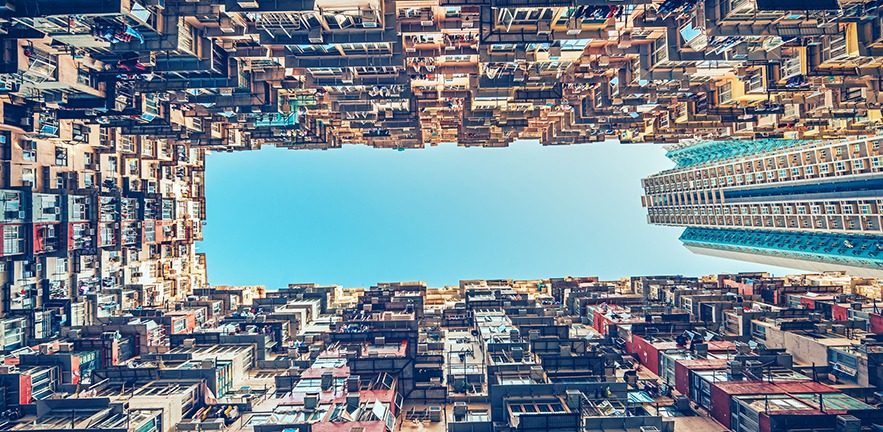 Apartment buildings in Hong Kong.