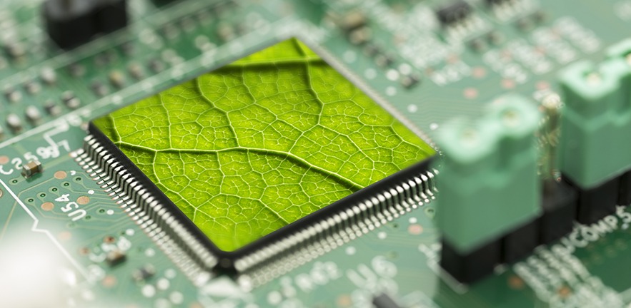 Green technology computer chip.