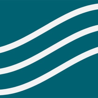 Simple graphic of three wavy lines on a teal background.