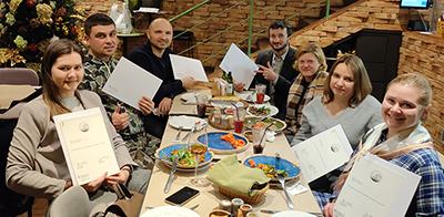 Kyiv-based participants in the programme gathered to collect their certificates.