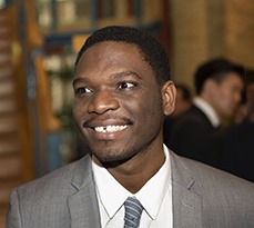 Black male MBA student inside CJBS.