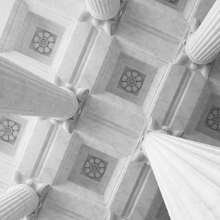 The classical ceiling of the law courts.