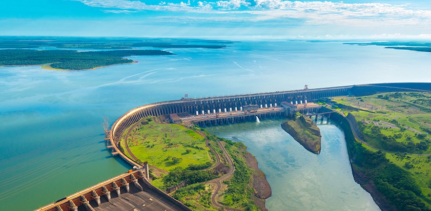 The Itaipu hydroelectric dam in Brazil.