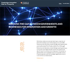 Screenshot of the website for the Cambridge Innovation Hub for Prosperity.