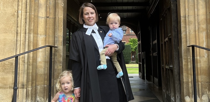 Emma Kent with her children on graduation day.