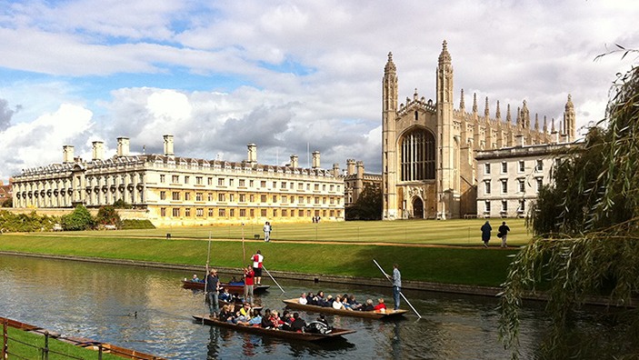 Punting down the River Cam in front of King's College.