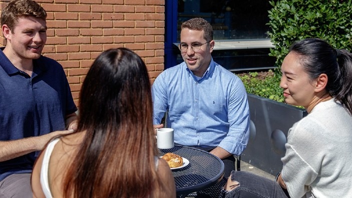 Students chatting outside.