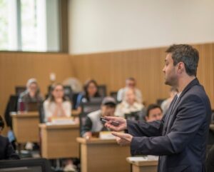 Lecturer teaching a course on the Cambridge MBA.