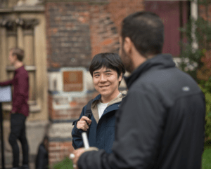 Students outside a Cambridge College.