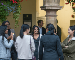 Students outside a Cambridge College.