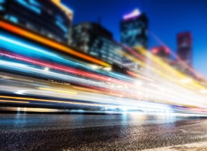 Long exposure of cars traffic at night.