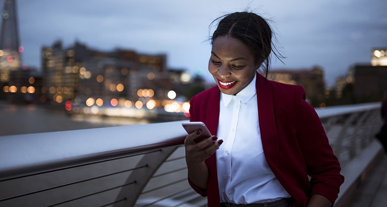 Woman using a mobile phone.