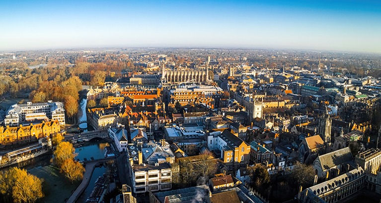 Aerial view of Cambridge.