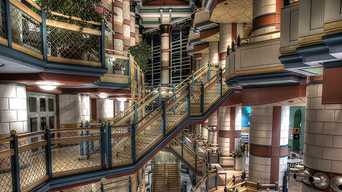 The staircases in Cambridge Judge Business School.