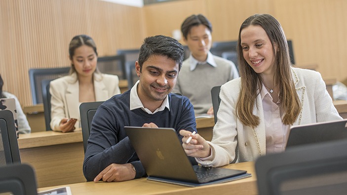 Master of Finance (MFin) students in class.