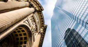Financial buildings in London.