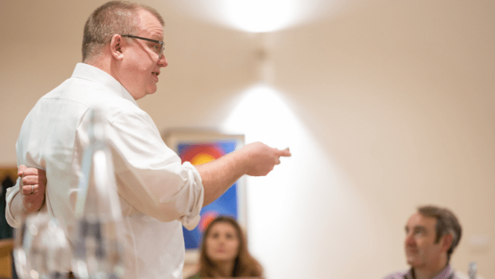 Dr Mark Bloomfield teaching a session on AI