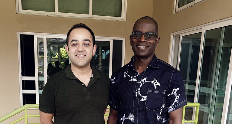 Nimesh Ghimire with Patrick Awuah in Ghana.