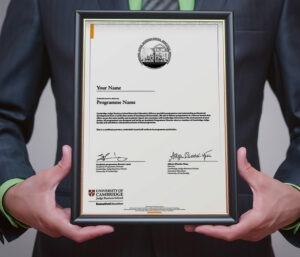 A Certificate of Achievement, framed.
