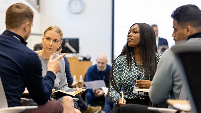 Participants chatting in a group