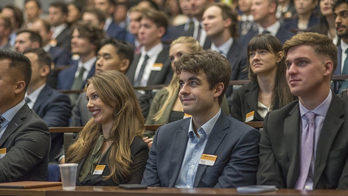 Cambridge MBA students enjoying a lecture at the University of Cambridge.